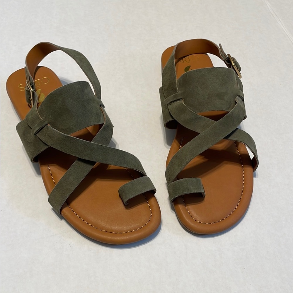 Sarto Olive Green Minimalist Sandals